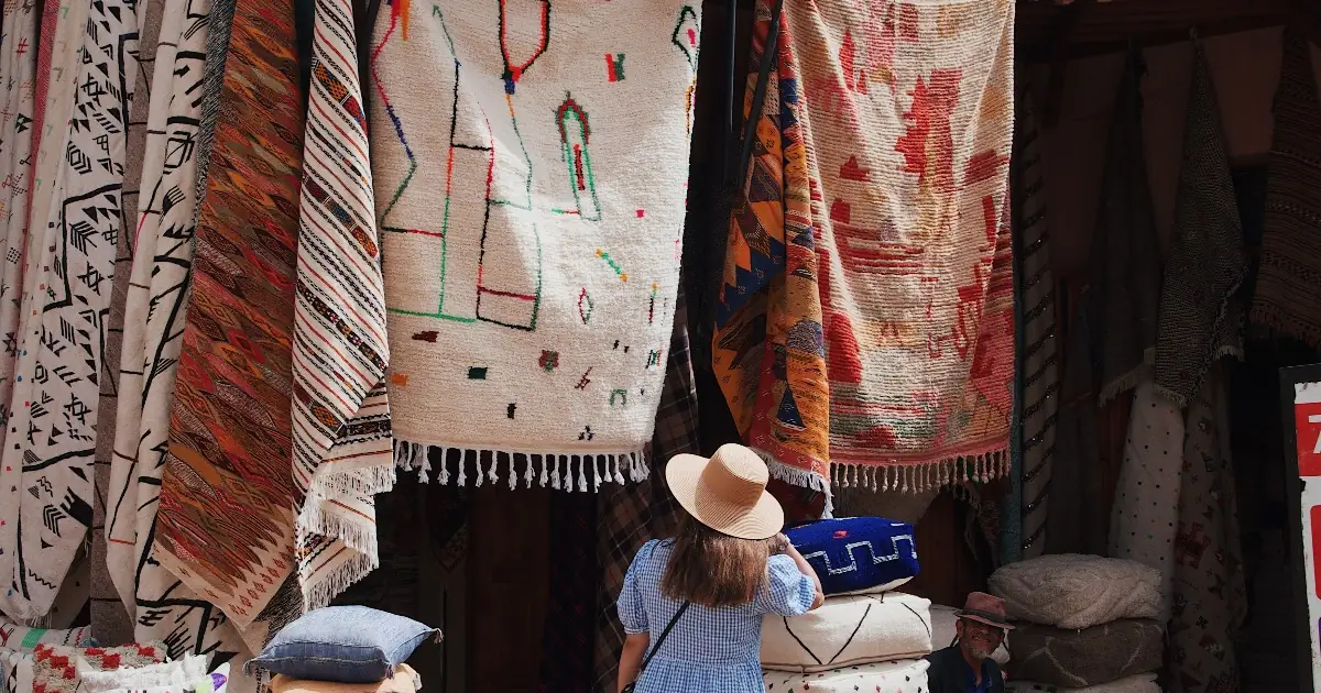 Handwoven Moroccan rugs in bright colours